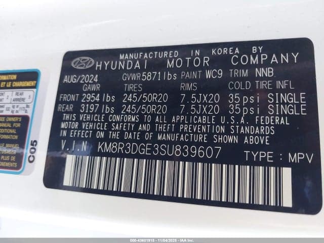 2025 HYUNDAI PALISADE XRT 9