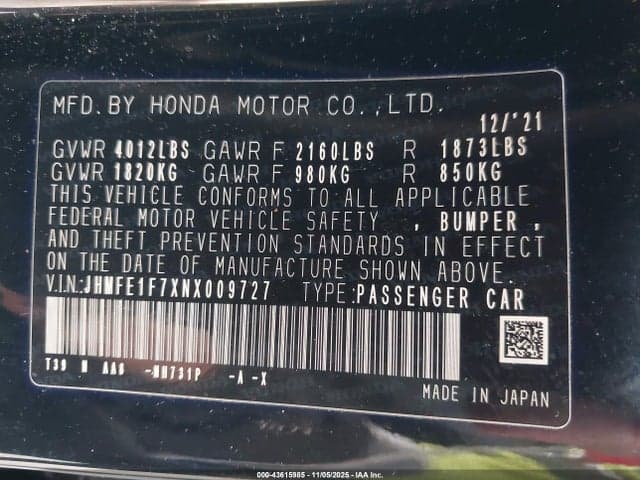 2022 HONDA CIVIC EX 9