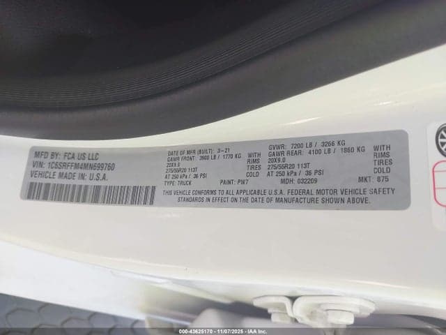 2021 RAM 1500 LONE STAR 4X4 5'7 BOX 9