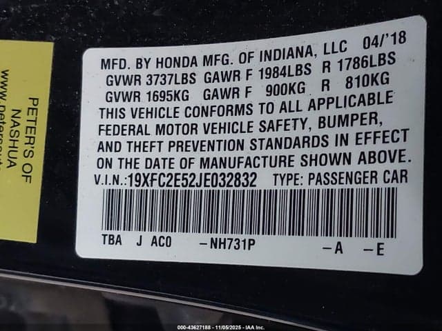 2018 HONDA CIVIC LX 9
