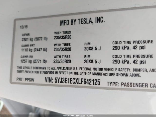 2020 TESLA MODEL 3 PERFORMANCE 9