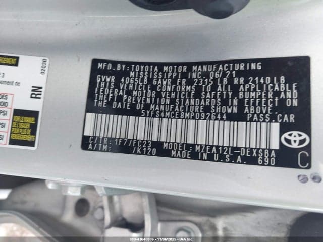 2021 TOYOTA COROLLA SE 9