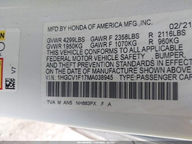 2021 HONDA ACCORD LX 9