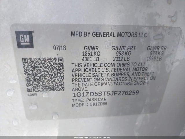2018 CHEVROLET MALIBU LT 9
