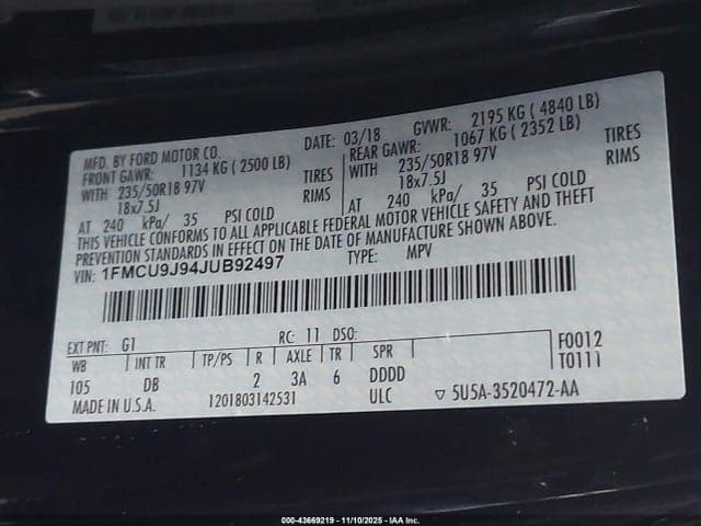 2018 FORD ESCAPE TITANIUM 9