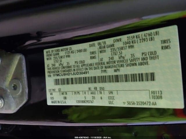 2018 FORD ESCAPE SEL 9