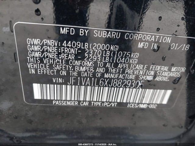 2018 SUBARU WRX LIMITED 9
