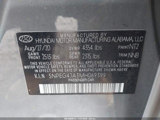 2021 HYUNDAI SONATA SE 9