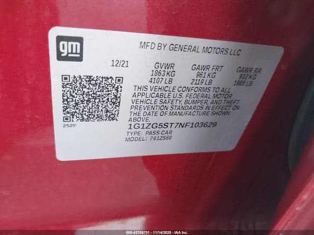 2022 CHEVROLET MALIBU FWD RS 9