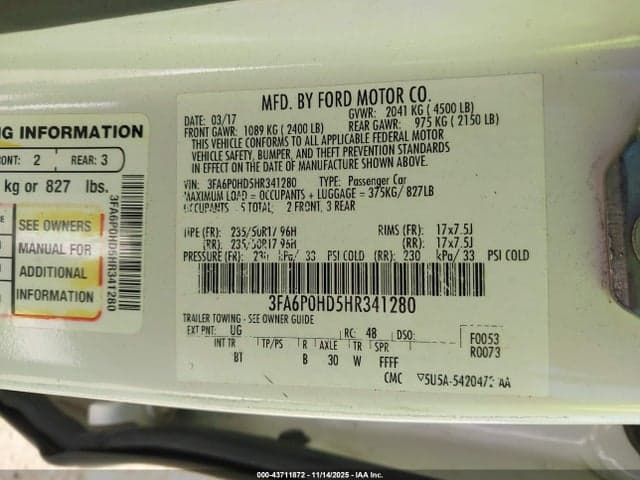 2017 FORD FUSION SE 9