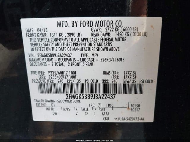 2018 FORD FLEX SE 9