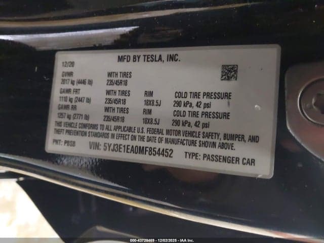 2021 TESLA MODEL 3 STANDARD RANGE PLUS REAR-WHEEL DRIVE 9