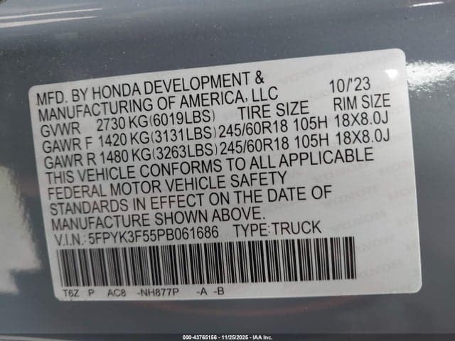 2023 HONDA RIDGELINE RTL 9
