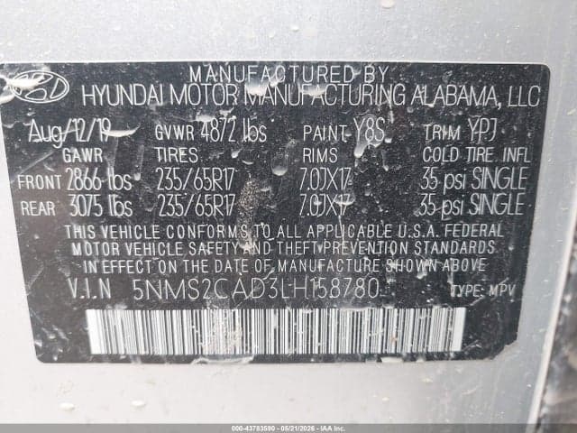 2020 HYUNDAI SANTA FE SE 9