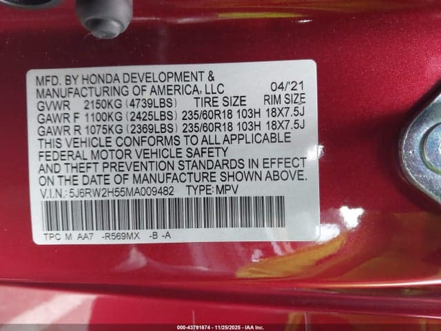 2021 HONDA CR-V AWD EX 9