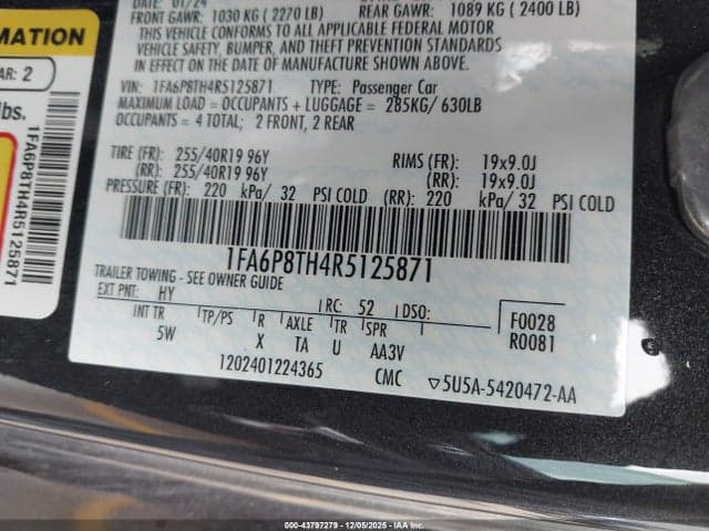 2024 FORD MUSTANG ECOBOOST FASTBACK/ECOBOOST PREMIUM FASTBACK 9