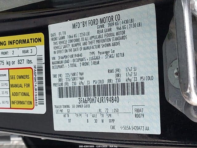 2018 FORD FUSION SE 9