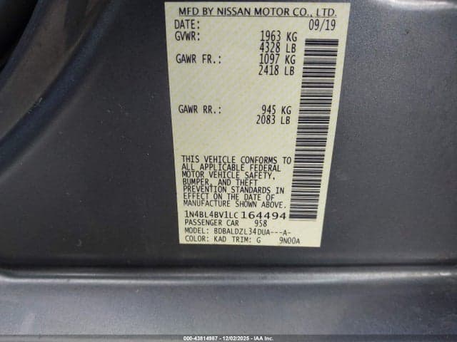 2020 NISSAN ALTIMA S FWD 9