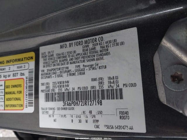 2018 FORD FUSION SE 9