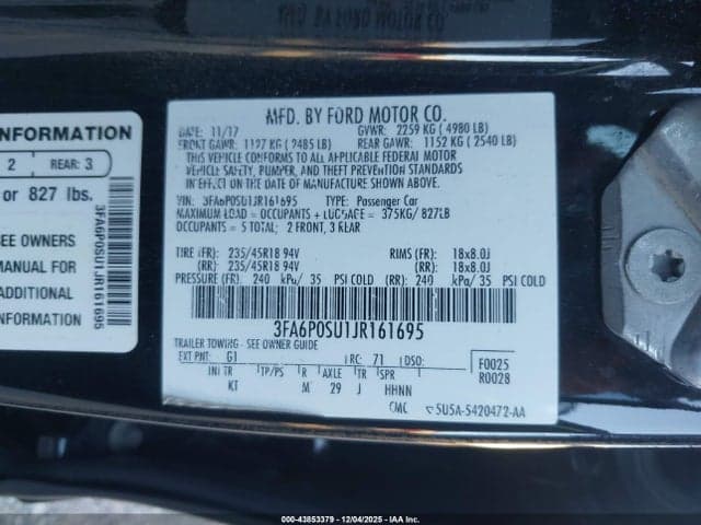 2018 FORD FUSION ENERGI TITANIUM 9