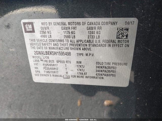 2017 CHEVROLET EQUINOX LS 9