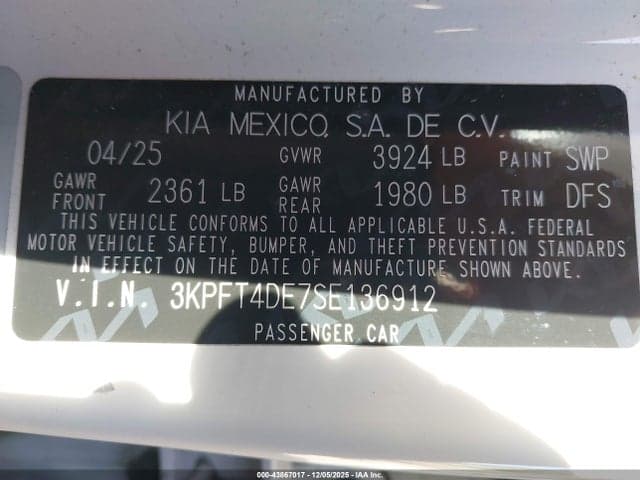 2025 KIA K4 LX 9