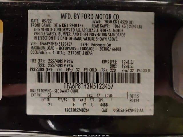 2022 FORD MUSTANG ECOBOOST 9