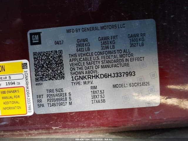 2017 CHEVROLET TRAVERSE 2LT 9