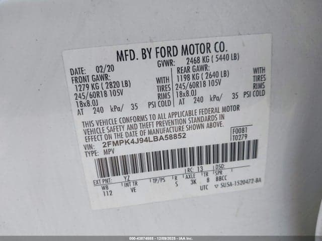 2020 FORD EDGE SEL 9