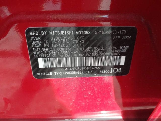 2024 MITSUBISHI MIRAGE G4 BLACK EDITION/ES/LE 9