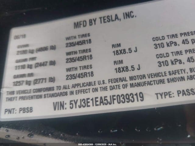 2018 TESLA MODEL 3 9