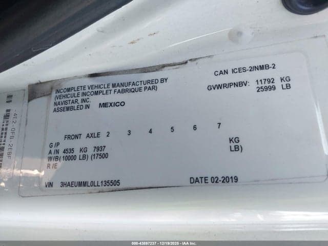 2020 INTERNATIONAL MV 9