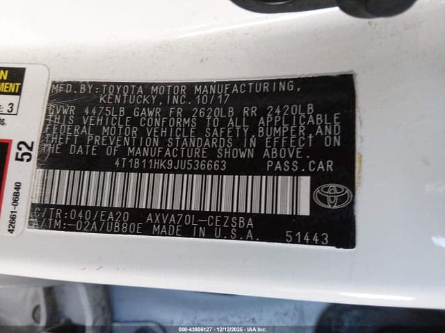 2018 TOYOTA CAMRY SE 9