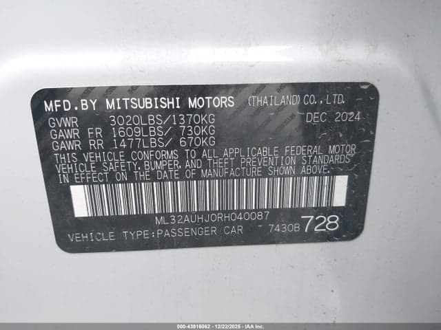 2024 MITSUBISHI MIRAGE LE 9