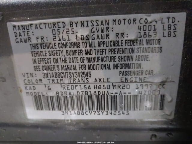 2025 NISSAN SENTRA SV 9