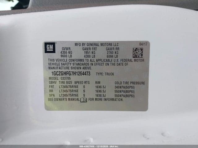 2017 CHEVROLET EXPRESS 3500 WORK VAN 9