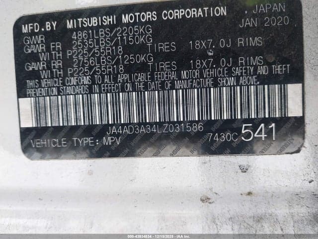 2020 MITSUBISHI OUTLANDER LE 2.4/SE 2.4/SEL 2.4/SP 2.4 9