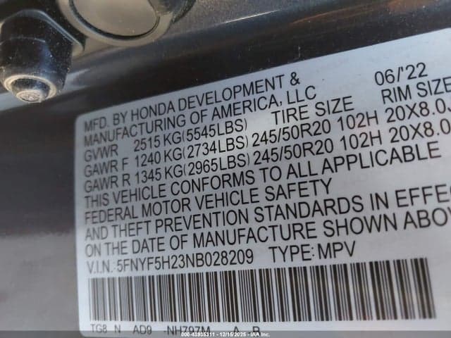 2022 HONDA PILOT 2WD SPECIAL EDITION 9