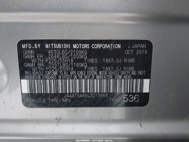 2020 MITSUBISHI ECLIPSE CROSS SE 1.5T AWC 9