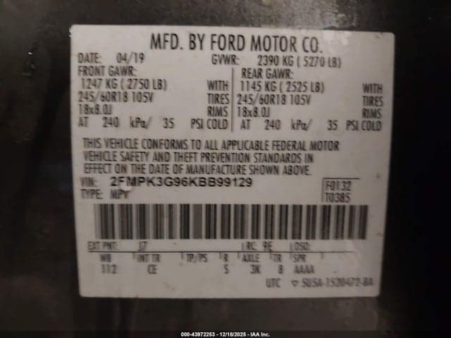 2019 FORD EDGE SE 9