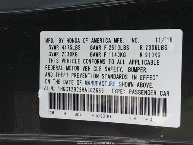 2017 HONDA ACCORD TOURING V6 9