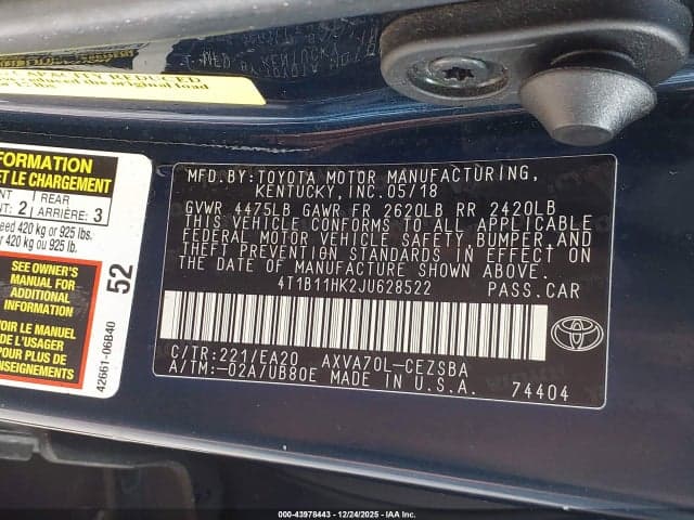 2018 TOYOTA CAMRY SE 9