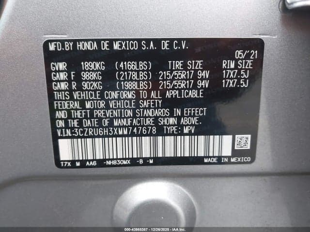 2021 HONDA HR-V AWD LX 9