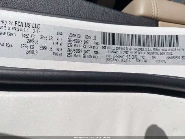 2017 DODGE DURANGO SXT RWD 9