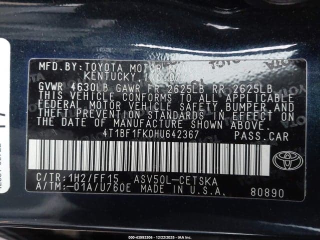 2017 TOYOTA CAMRY SE 9