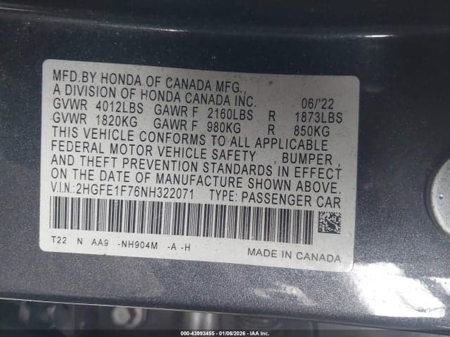 2022 HONDA CIVIC EX 9