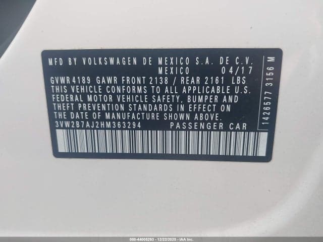 2017 VOLKSWAGEN JETTA 1.4T S 9