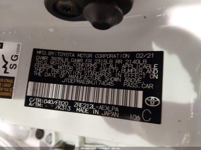 2021 TOYOTA COROLLA LE 9