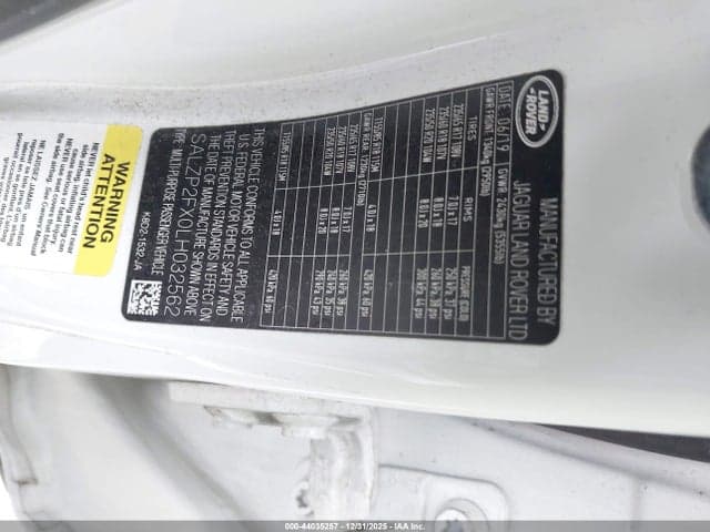 2020 LAND ROVER RANGE ROVER EVOQUE SE 9