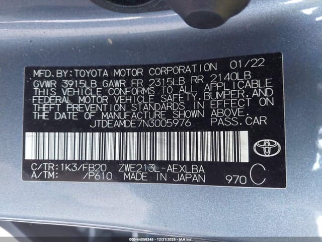 2022 TOYOTA COROLLA HYBRID LE 9